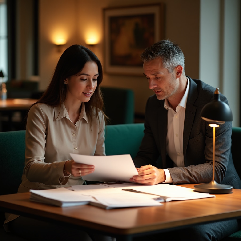 Consultant profesionist discutând organizarea documentelor cu un client în birou modern